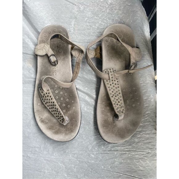 Vionic Women’s Orthaheel TULA Nubuck Embellished T-Strap Sandals Sz 10 - Picture 3 of 10